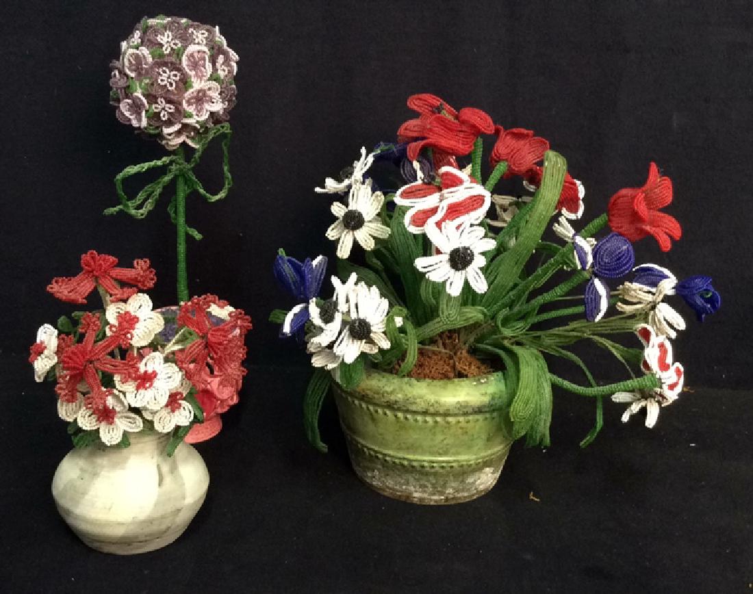 Lot 3 Beaded Faux Flower Arrangements (1 of 9)