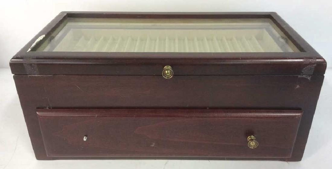 Mahogany Toned Wooden Jewelry Box (1 of 6)
