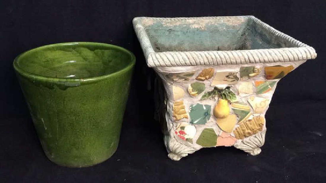 Lot 2 Plaster and Ceramic Planters (1 of 9)