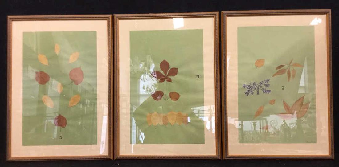 Set 3 Framed & Signed Mixed Media Leaf Wall Art (1 of 9)
