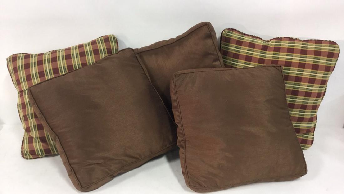 Lot 5 Plaid And Brown Fabric Throw Pillows (1 of 7)