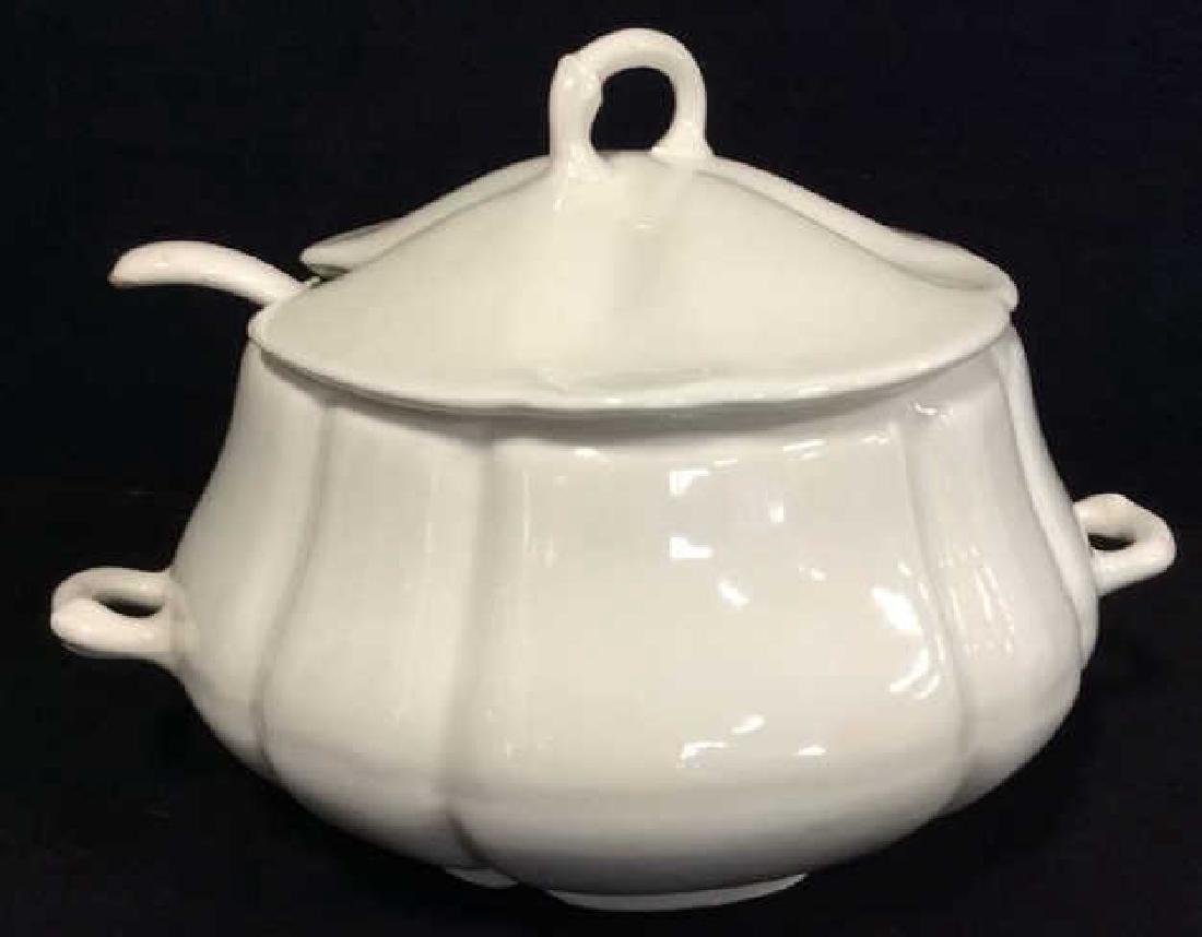 White toned Porcelain Pumpkin Shaped Serving Bowl (1 of 9)