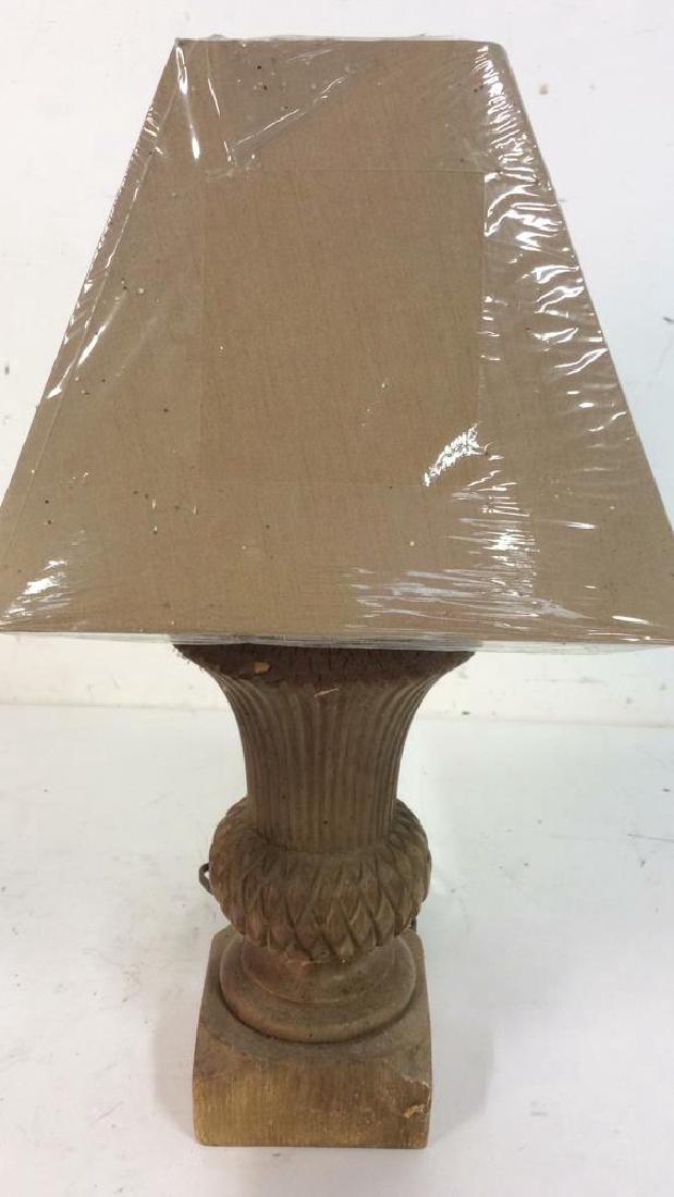 Carved Wooden Lamp With Shade (1 of 8)
