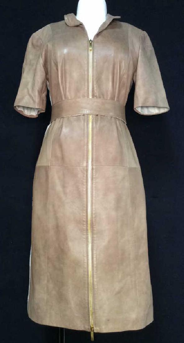 Lamb Skin Leather W Knit Fabric Dress Jacket (1 of 10)