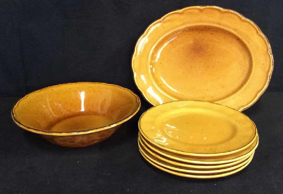 Lot 7 Assorted Yellow Ochre Toned Tableware (1 of 8)