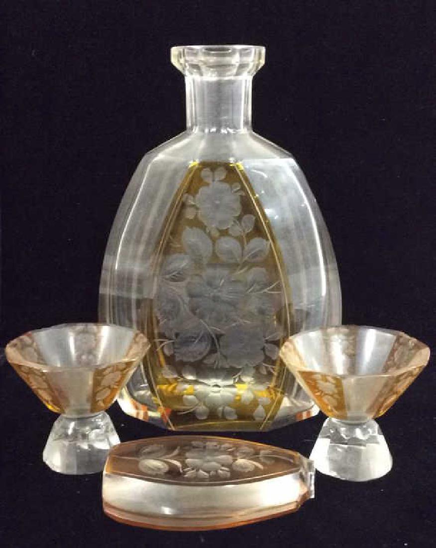 Lot 4 Floral Detailed Crystal Decanter & More (1 of 8)