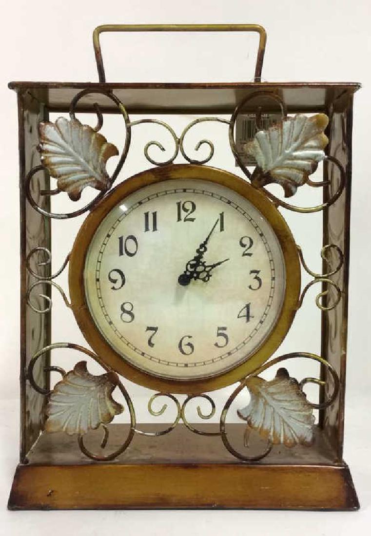 ELEMENTS Brown Metal Leaf Tabletop Clock (1 of 10)