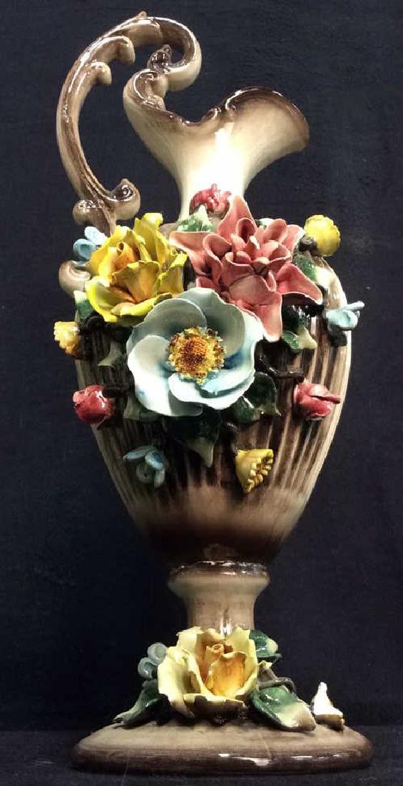 Ceramic Porcelain Capidimonte Floral Pitcher Vase (1 of 10)