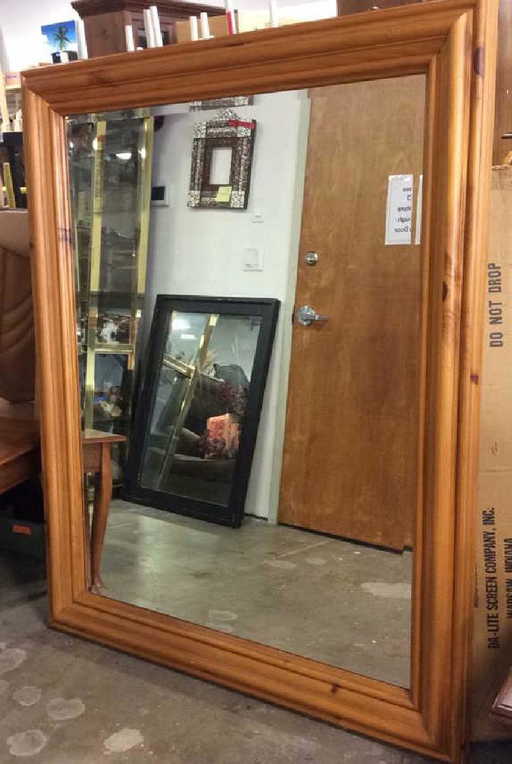 Large Wooden Frame Wall Mirror On Liveauctioneers