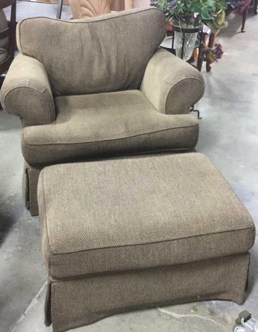 Upholstered Cocoa Strie Chair And Matching Ottoman (1 of 9)