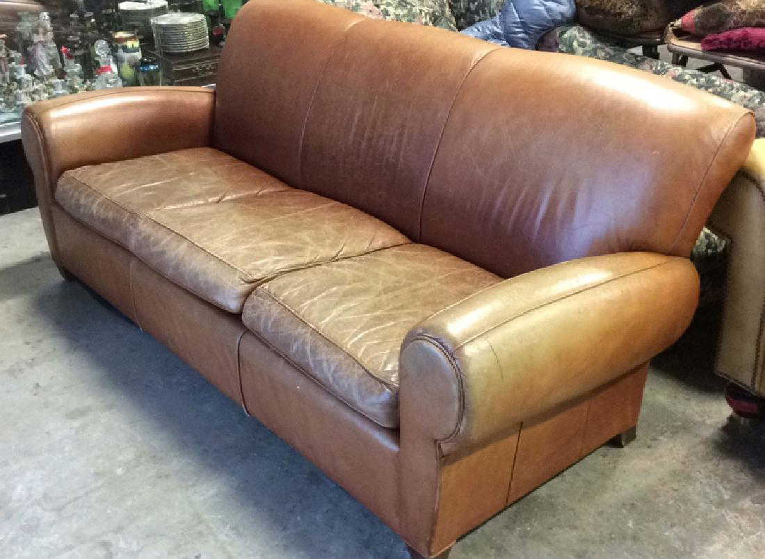 pottery barn leather sofa review