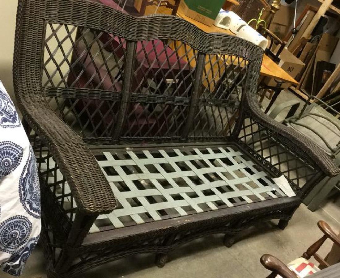 Brown Toned Outdoor Wicker 3 Person Sofa Seat (1 of 8)