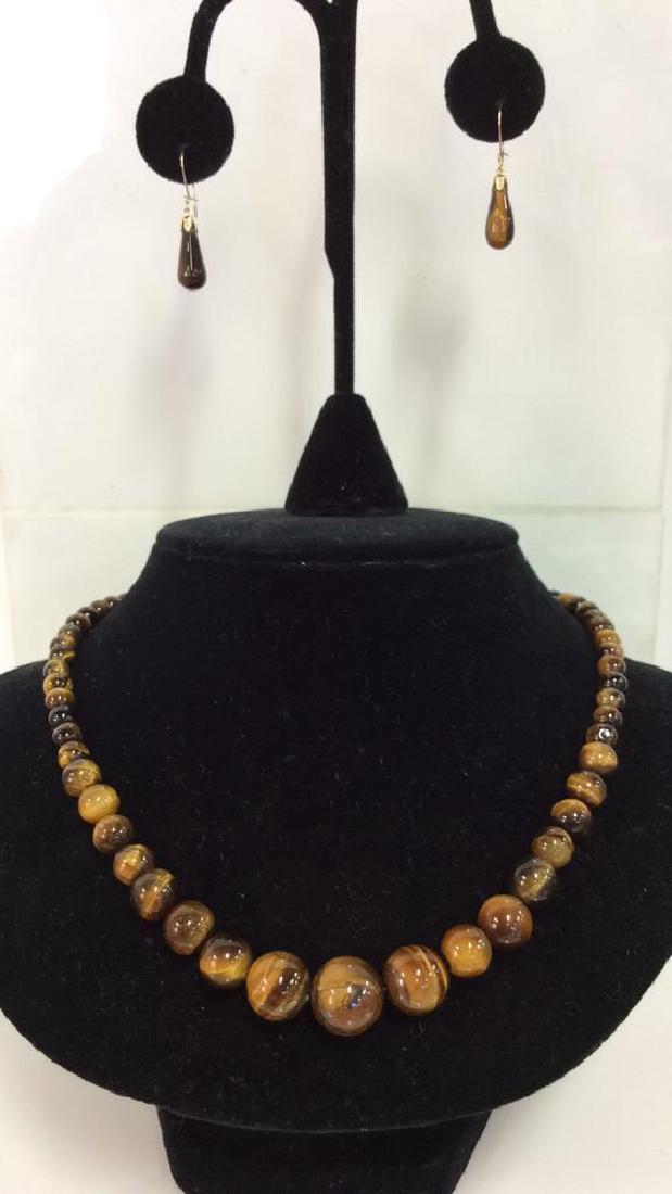 Set 2 Tigers Eye Jewelry Necklace W Earrings (1 of 11)