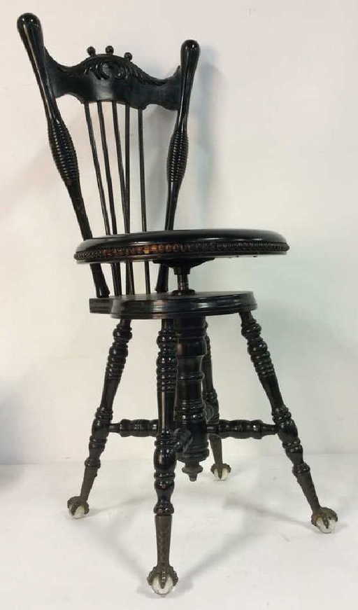 Antique Wooden Gothic Style Piano Chair - Antique Wooden Gothic Style Piano Chair