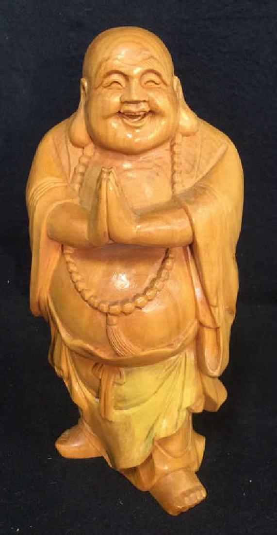 Wooden Laughing Buddha Statue (1 of 9)
