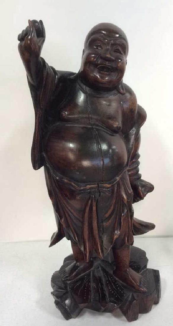 Wooden Laughing Buddha Statue (1 of 10)