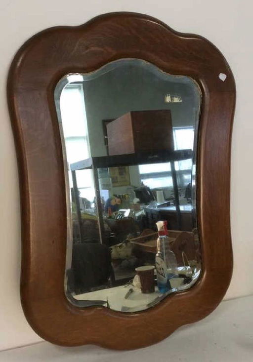 Carved Vintage Oak Framed Mirror