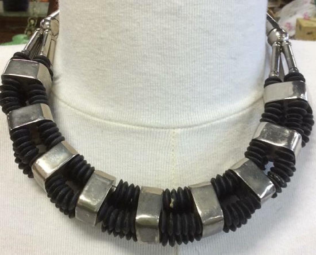 Vintage Silver Toned Black Tribal Necklace (1 of 6)