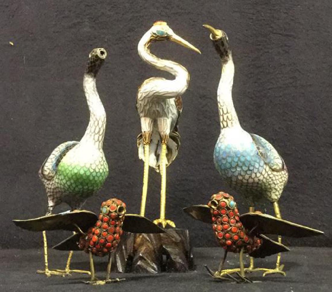 Lot 5 Assorted Cloisonne Enamel Birds (1 of 10)