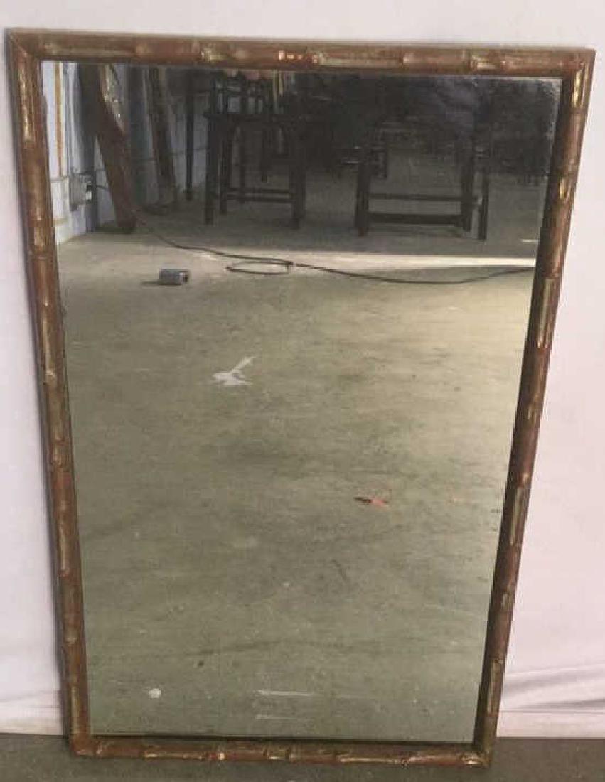 Asian Bamboo Red Lacquer & Gold Toned Mirror (1 of 9)