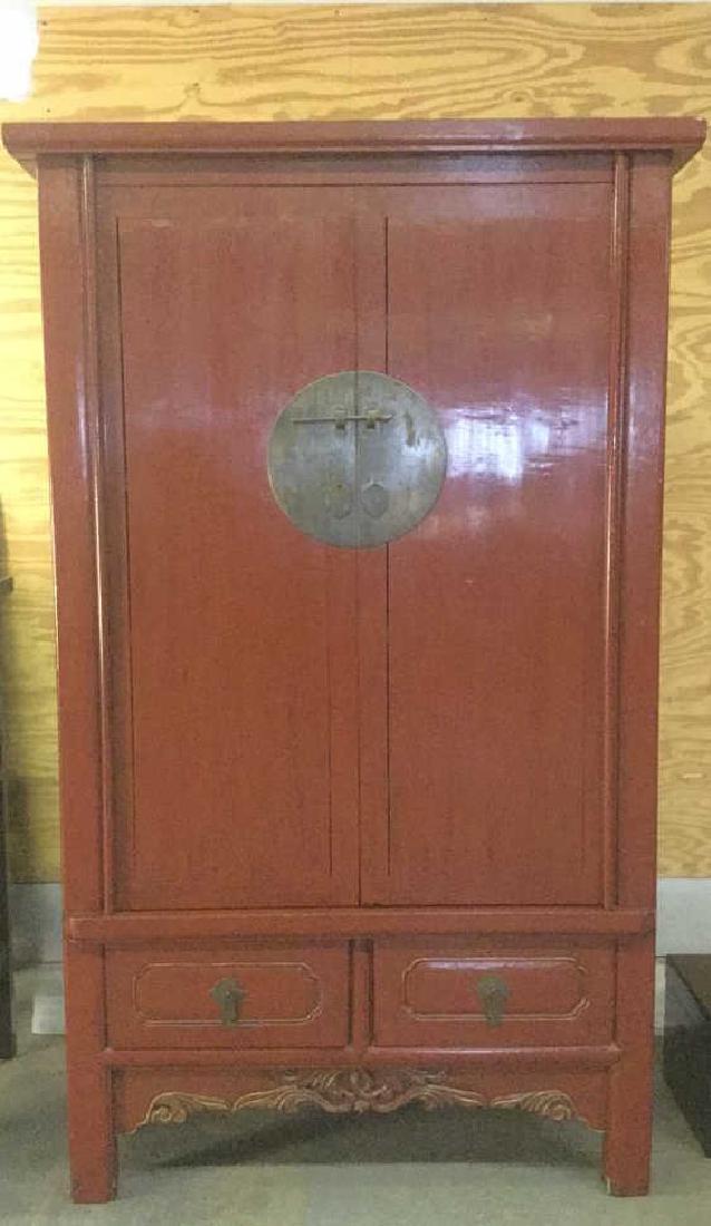 19th Century Chinese Red Lacquer Wedding Chest (1 of 9)