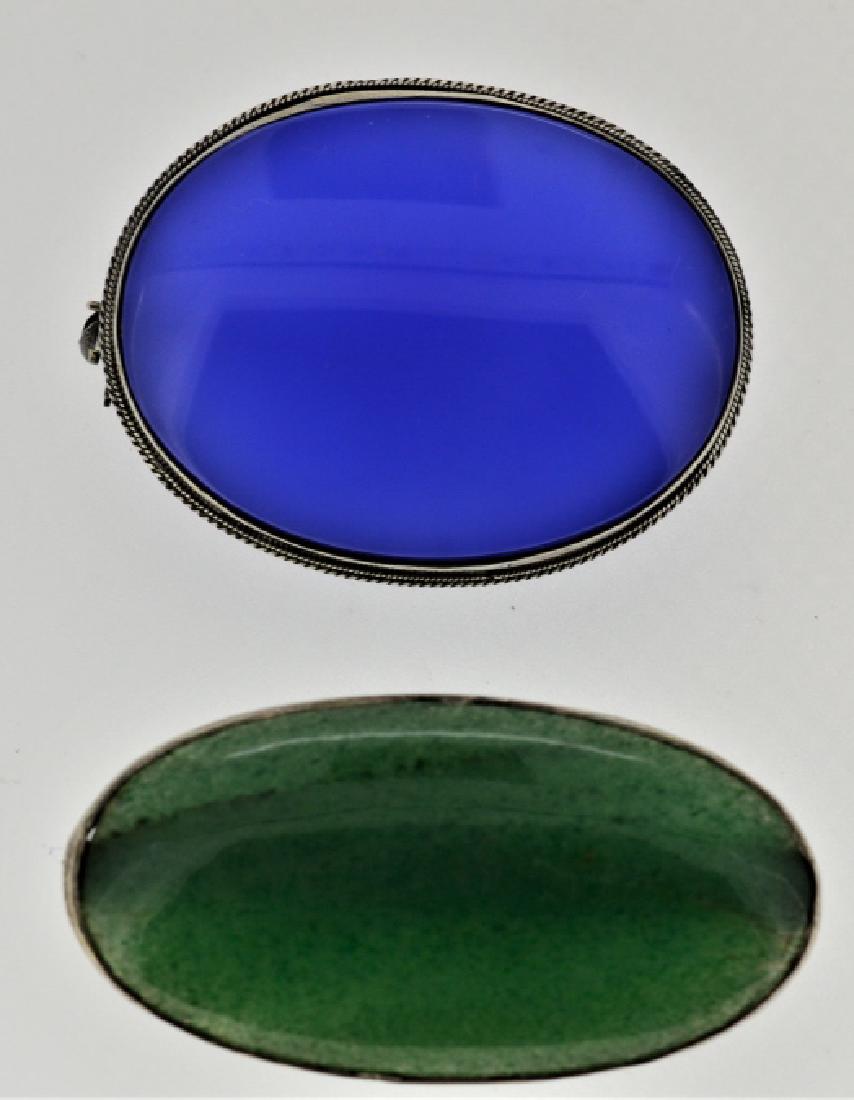 Pair of Vintage Pins Set In Silver (1 of 3)