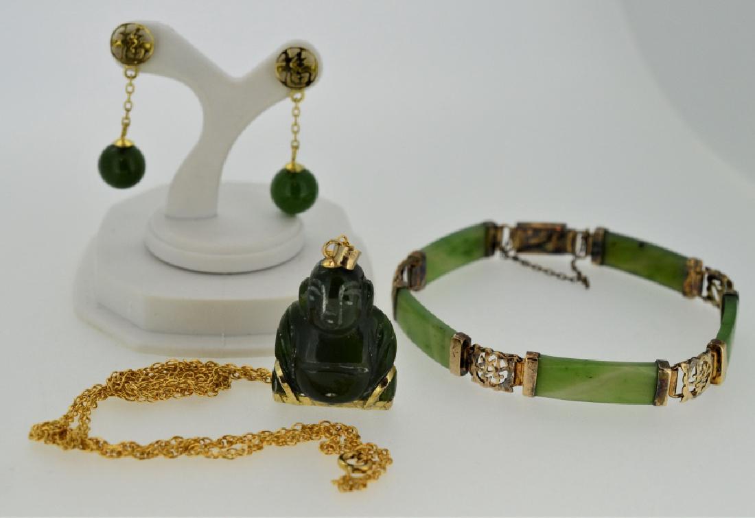 Lucky Jade Buddha Small Pendant Necklace and Jade (1 of 2)