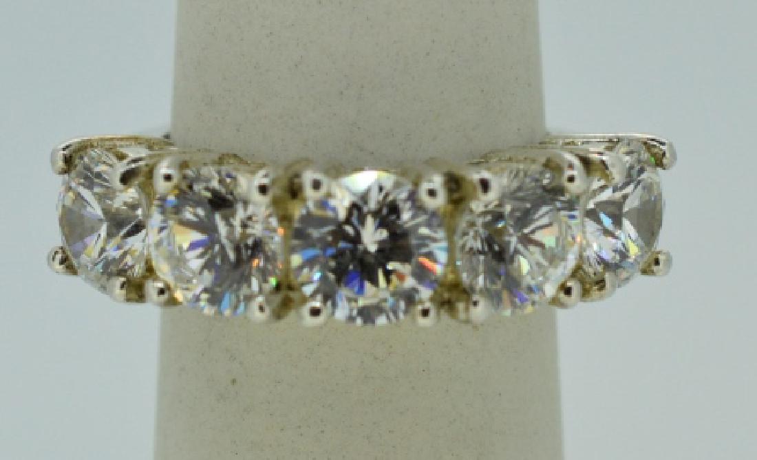 Flashy Five Stone Zirconia & Sterling Silver Ring (1 of 4)