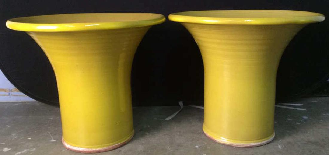 Pair BROOKE Pottery Yellow Toned Planters, England (1 of 10)