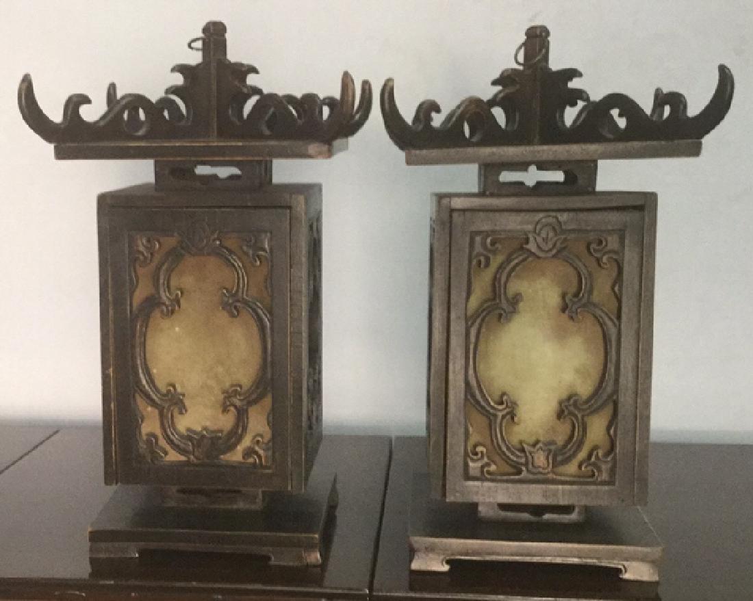 Pair Ornate Carved Chinese Candle Lanterns (1 of 10)