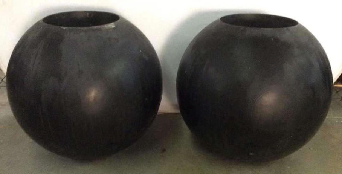DESIGN WITHIN REACH Black Toned Orb Planters (1 of 10)