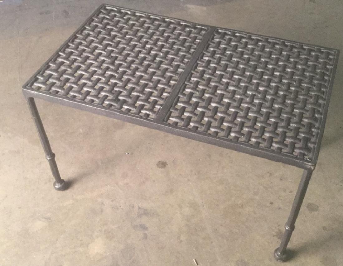 Metal Garden Bench Table With Woven Effect Seat (1 of 8)