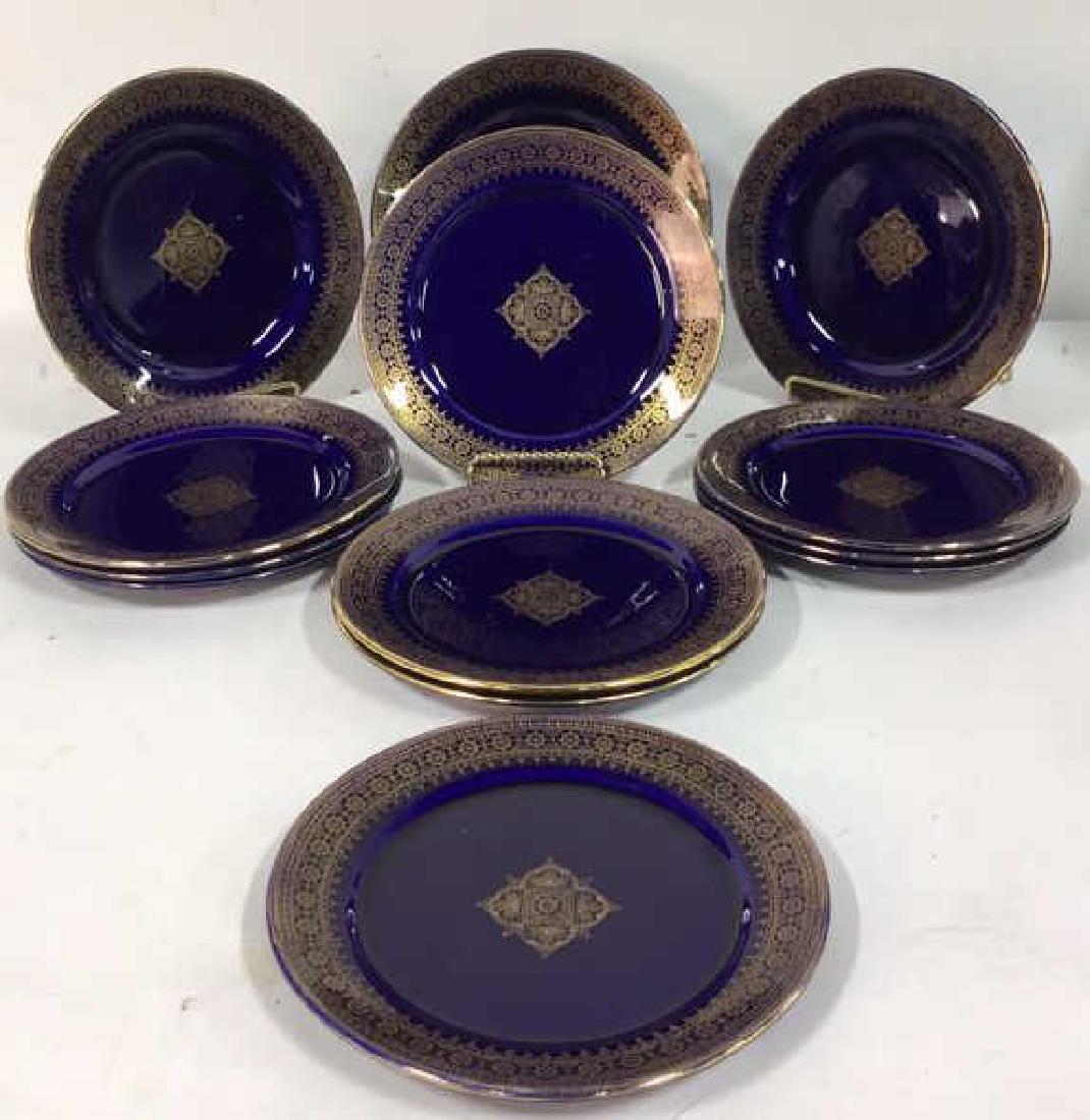 Set 13 Vintage Cobalt Gilt Tone Plates+More France (1 of 10)