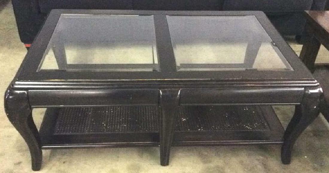Black Toned Painted Wood W Glass Coffee Table (1 of 8)