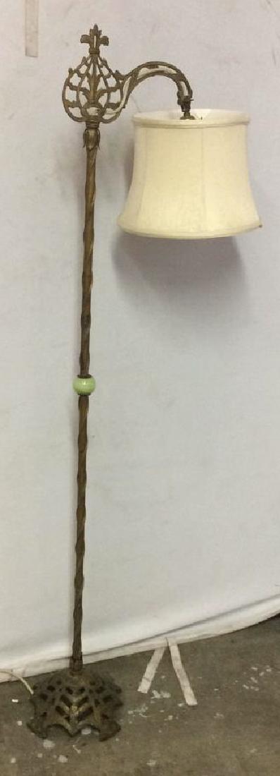 Brass Toned Metal Lamp w Curling Filigree Detail (1 of 8)