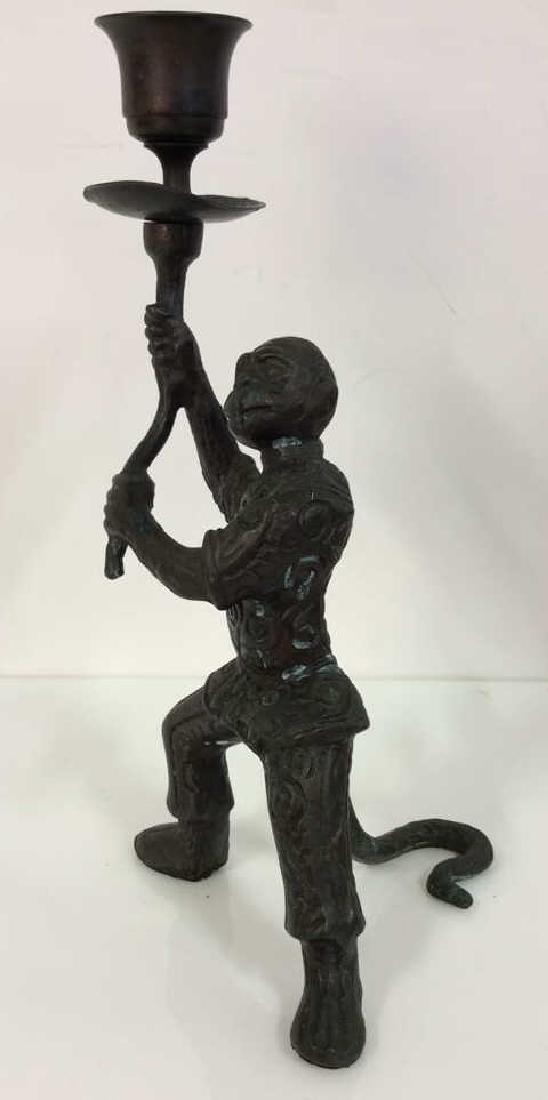 Bronze Toned Metal Monkey Figural Candlestick (1 of 9)