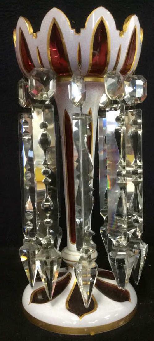 Bohemian Glass w Overlay Luster Candle Holder (1 of 10)