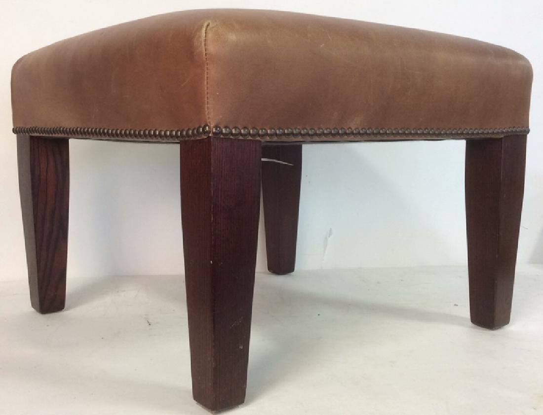 GEORGE SMITH CHocolate Brown Leather Ottoman (1 of 10)