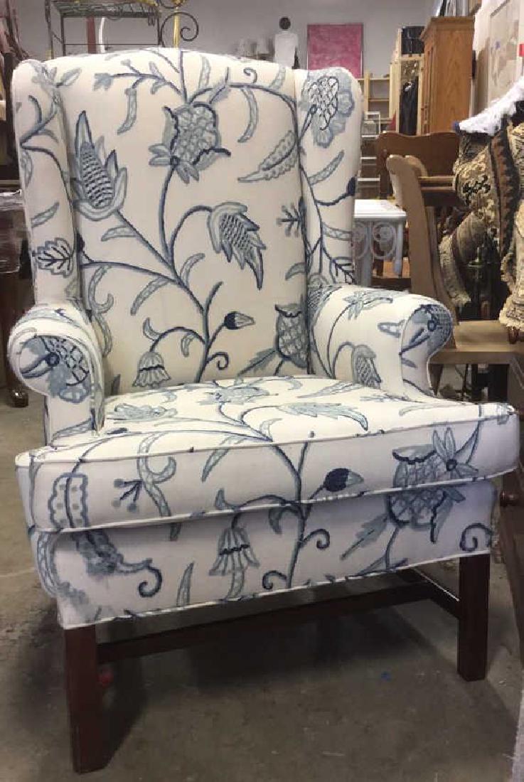 Crewel Work Fabric Wing Chair (1 of 9)
