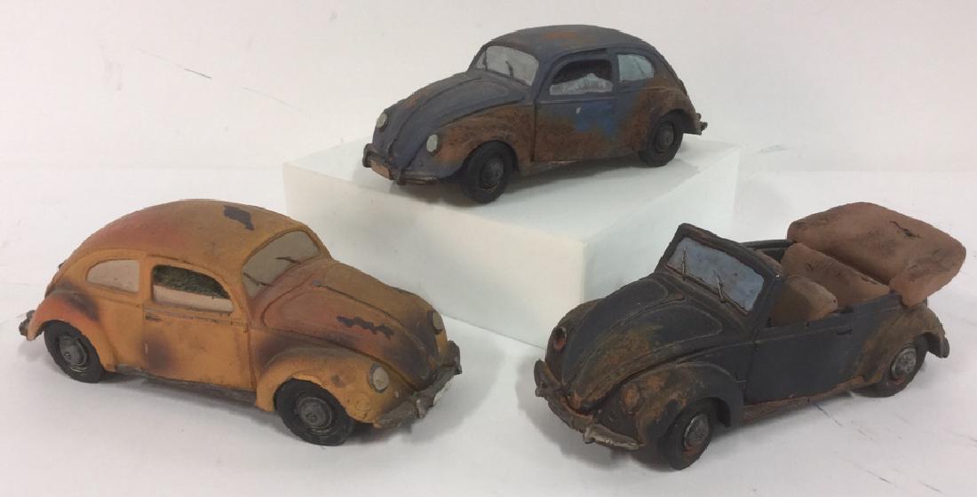 Lot 3 Painted Plaster VW Beetle Car Sculptures (1 of 8)