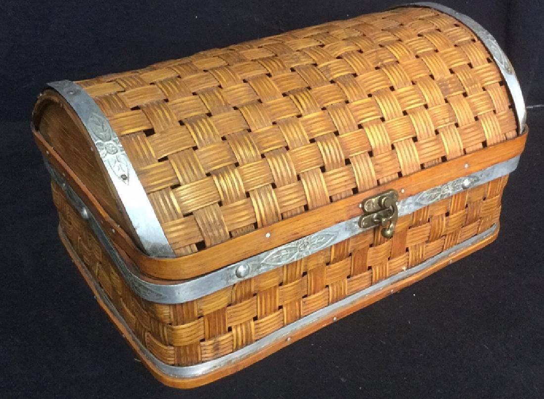 Vintage Style Lidded Basket With Metal Accents (1 of 10)