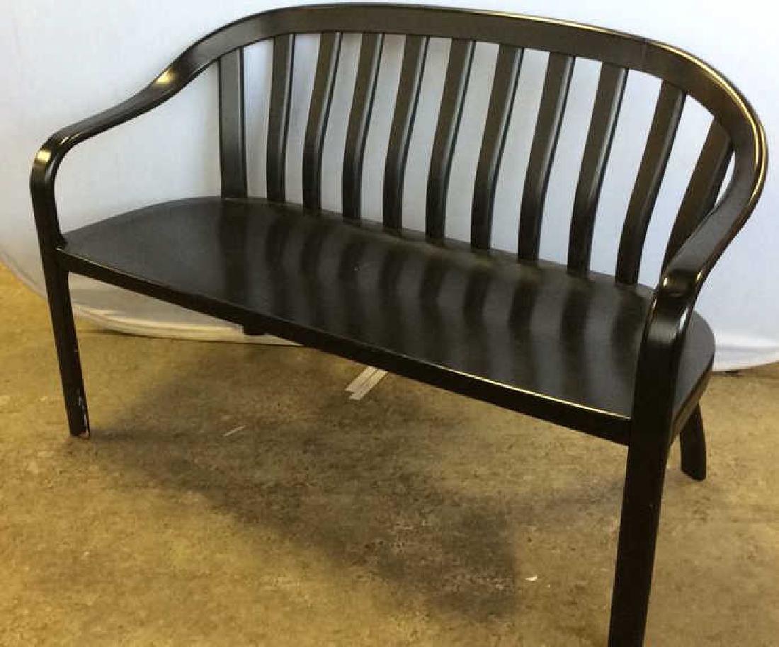 Lot 3 Black Toned Wooden Bench W Pillows (1 of 11)