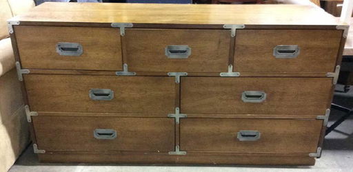 Bernhardt 7 Drawer Wooden Dresser Campaign Style Feb 14 2018