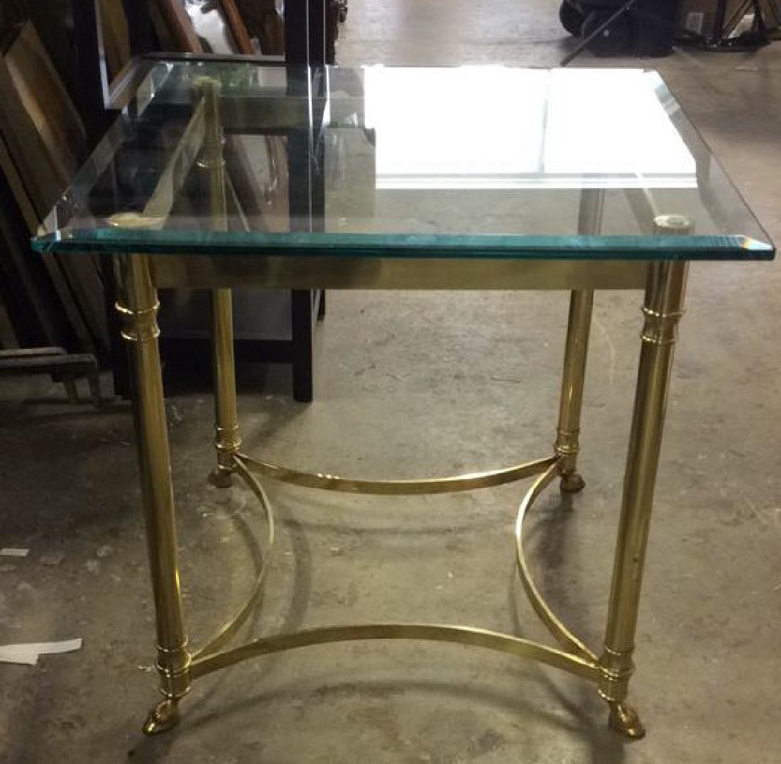 Brass Side Table W Beveled Glass Top (1 of 6)