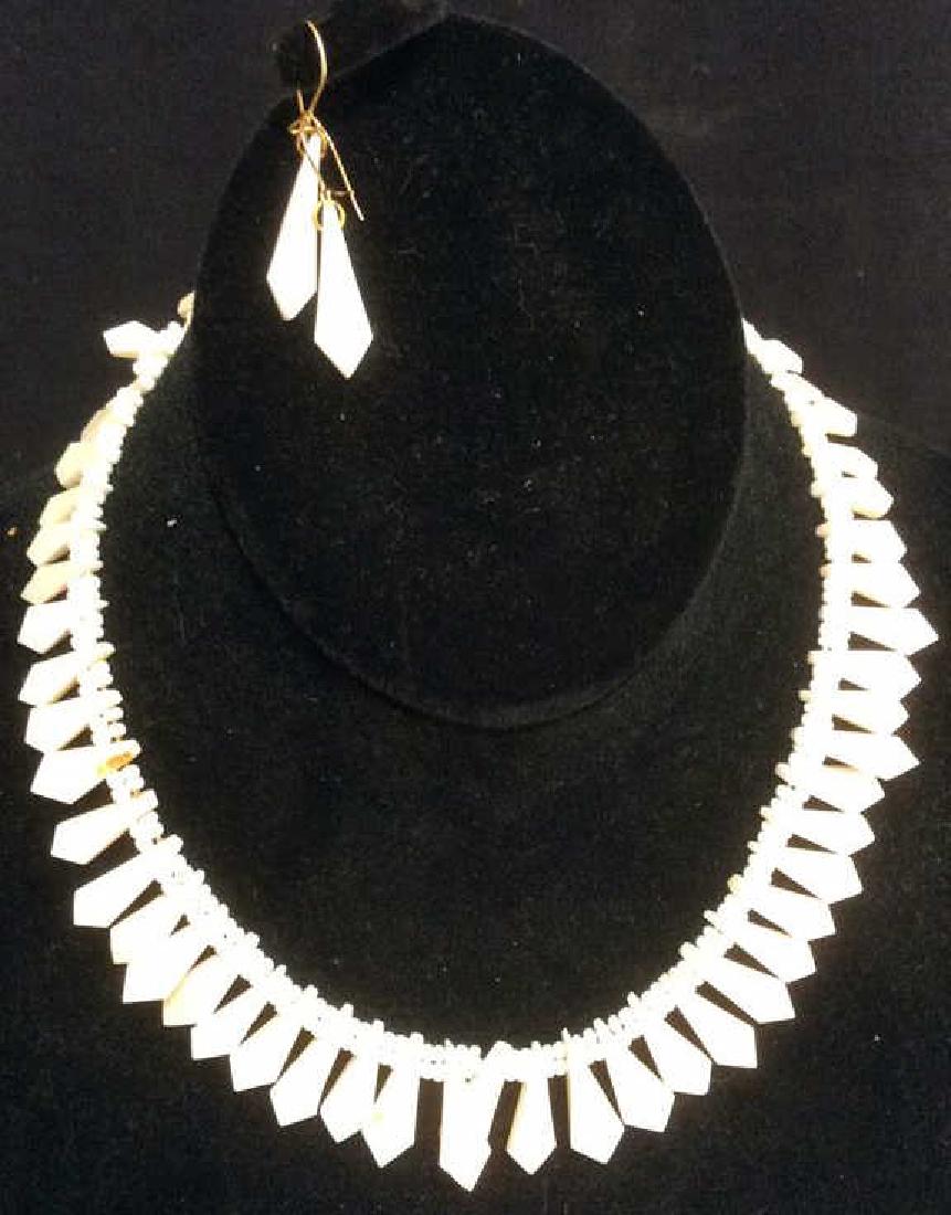 Set Shell Necklace w Earrings: arced shell necklace with matching earrings. property of Jewelry designer wholesaler circa 1970's- 1980's . new old stock. vintage jewelry