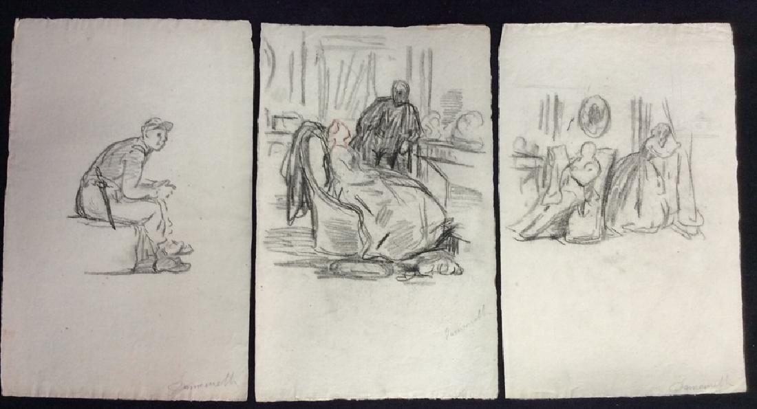 Lot 3 Abel Damourette Signed Charcoal Sketches (1 of 10)