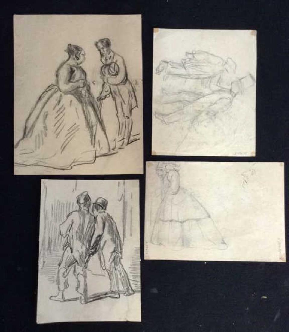 Lot 4 Signed Abel Damourette Charcoal Sketches (1 of 12)