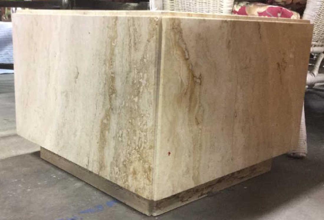 Cream Toned Stone Cube Side Table (1 of 6)