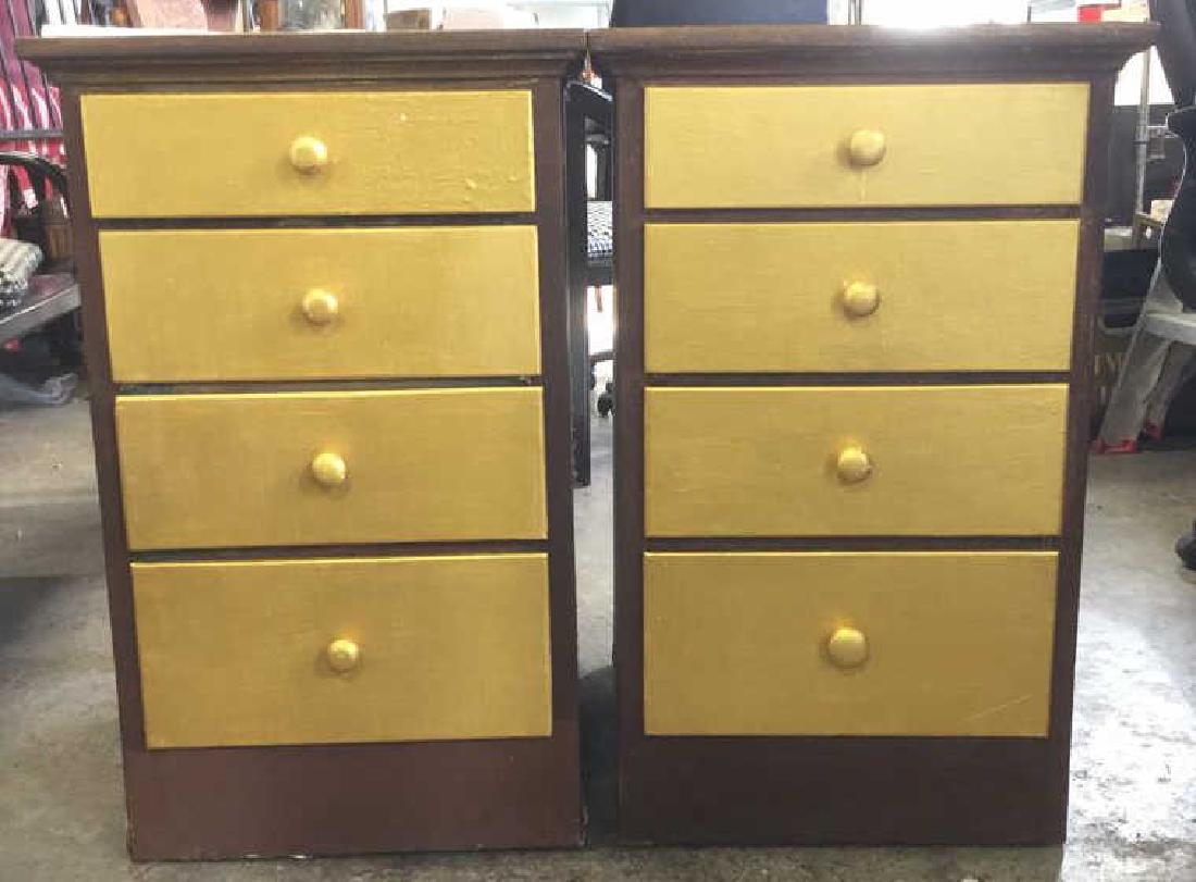 Pair painted Vintage Wooden Side Chests (1 of 6)