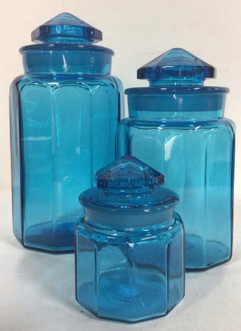 Lot 3 Aqua Toned Glass Mason Jar Set (1 of 5)